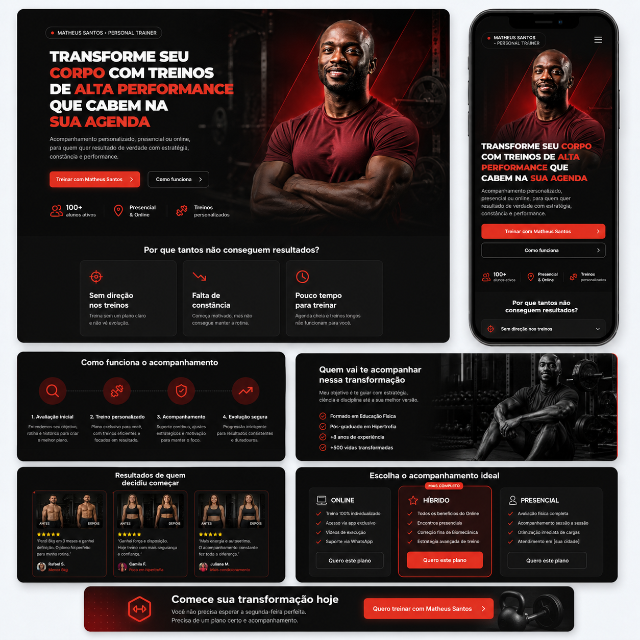 Print da landing page para personal trainer